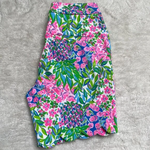 Lilly Pulitzer #012703 Women's Pink Green Floral Reggie Knit Short Size 0 - Picture 3 of 7